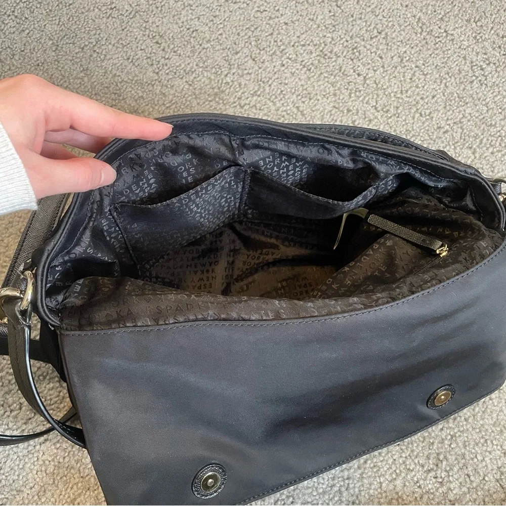 Kate Spade Black Nylon Messenger Bag/Tote/Purse - Picture 8 of 12